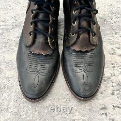 VTG Chippewa Leather Black Bay Crazy Horse Lace Up Boots Size 11 D Black Brown