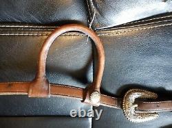 VTG Circle Y Breast Collar Matching Headstall Silver Gold Conchos Supple One Ear