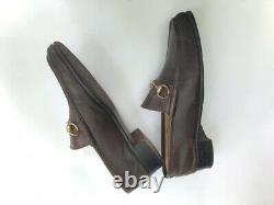 VTG GUCCI Brass Horse Bit Brown Leather slip on men's Loafer 9.5 M / 43 750