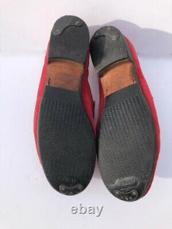 VTG GUCCI Brass Horse Bit Red Suede Leather trim slip on WM Loafers 8.5B 750
