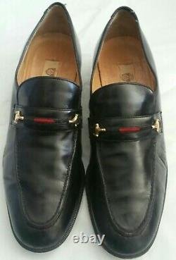 VTG GUCCI MEN'S Horse Bit Black Leather Loafers Shoes Size 42 M MADE IN ITALY