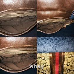 VTG Gucci Hand Bag Purse Horse Bit Design Leather Trim Locking W Key