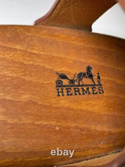 VTG HERMES horse brush France soft Wood Leather 80's Never Used Original Owner