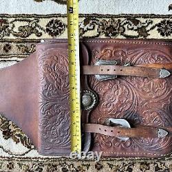 VTG Hand Tool Leather Chet Vogt Sterling Silver Hardware Horse Saddle Bag Texas