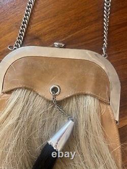 VTG Leather Horse Hair Sporran With Chain & Leather Adjustable Strap