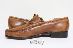 VTG Mens GUCCI Brown Leather Gold Horse-Bit Loafers Shoes Size 42.5 Tom Ford Era