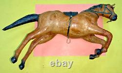 VTG Paper Mache Leather-Wrapped Brown Saddle Horse 17.5 Figurine