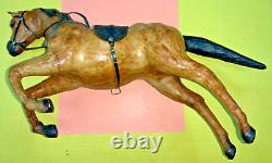 VTG Paper Mache Leather-Wrapped Brown Saddle Horse 17.5 Figurine