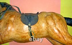 VTG Paper Mache Leather-Wrapped Brown Saddle Horse 17.5 Figurine