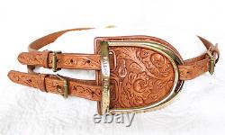 VTG Ralph Lauren equestrian POLO stirrup tooled leather horse tri strap belt S