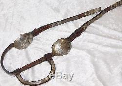 VTG SILVER KING LEATHER WESTERN STERLING SILVER BUCKLE HORSE SHOW HEAD STALL