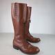 VTG Tall Brown Leather Canadian Horse Riding Police Boots Men's Size 7.5 D