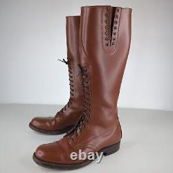 VTG Tall Brown Leather Canadian Horse Riding Police Boots Men's Size 7.5 D