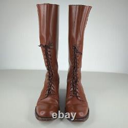 VTG Tall Brown Leather Canadian Horse Riding Police Boots Men's Size 7.5 D