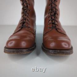 VTG Tall Brown Leather Canadian Horse Riding Police Boots Men's Size 7.5 D