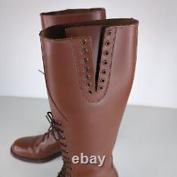 VTG Tall Brown Leather Canadian Horse Riding Police Boots Men's Size 7.5 D