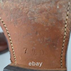 VTG Tall Brown Leather Canadian Horse Riding Police Boots Men's Size 7.5 D