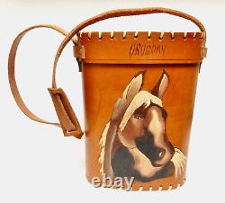 VTG URUGUAY TALL LEATHER HORSE HEAD BAG Shoulder Crossbody Tote Camera Hand Made