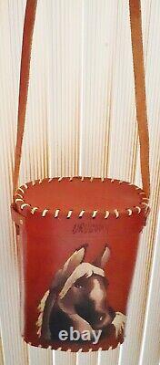 VTG URUGUAY TALL LEATHER HORSE HEAD BAG Shoulder Crossbody Tote Camera Hand Made