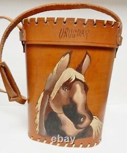 VTG URUGUAY TALL LEATHER HORSE HEAD BAG Shoulder Crossbody Tote Camera Hand Made