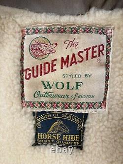 VTG Wolf Guide Master Horse Hide Leather Flight Bomber Jacket XL 1950s Sherpa