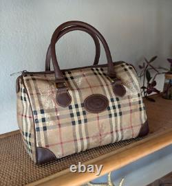 Very Vintage Burberry Beige Nova Check mini Boston Bag PVC Leather Shadow Horse