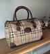 Very Vintage Burberry Beige Nova Check mini Boston Bag PVC Leather Shadow Horse