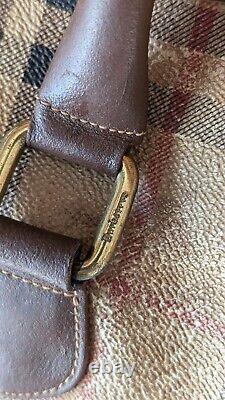 Very Vintage Burberry Beige Nova Check mini Boston Bag PVC Leather Shadow Horse