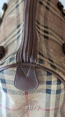 Very Vintage Burberry Beige Nova Check mini Boston Bag PVC Leather Shadow Horse