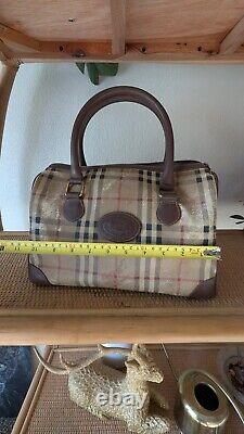 Very Vintage Burberry Beige Nova Check mini Boston Bag PVC Leather Shadow Horse