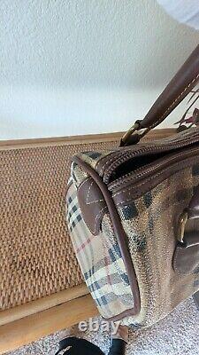 Very Vintage Burberry Beige Nova Check mini Boston Bag PVC Leather Shadow Horse