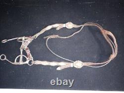 Victor Sterling Silver Leather Bridle Headstall Cowboy Cowgirl Show Parade Horse