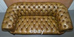 Victorian Horse Hair Green Hand Dyed Leather Chesterfield Fully Button Base Sofa