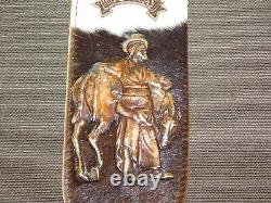 Vintage 11 1/2 High Uruguay Horse & Cowboy Leather Suede Souvenir