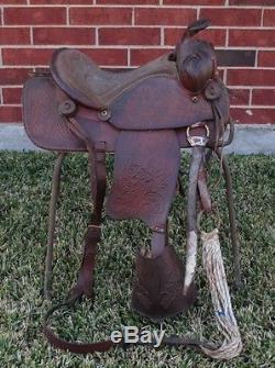 Vintage 12 Childrens Western Leather Saddle, Horse Bridle, Kids Shetland Pony
