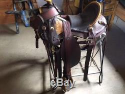 Vintage 15 1/2 Legacy Custom Horse Saddle with Custom Bags & Oxbow Stirrups