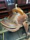 Vintage 15.5'' Western Riding Horse Saddle with S Brand and Floral Patterns