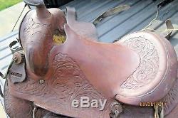 Vintage 16 Tooled Western Leather Pleasure Trail Brown Horse Saddle Tack