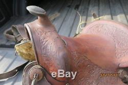 Vintage 16 Tooled Western Leather Pleasure Trail Brown Horse Saddle Tack