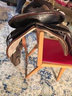 Vintage 16 Western Leather Horse Saddle Tooled