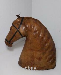 Vintage 17H Leather Wrapped Horse Head Bust Statue/Sculpture