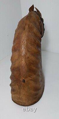 Vintage 17H Leather Wrapped Horse Head Bust Statue/Sculpture