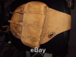 Vintage 1917 US Cavalry Leather Saddle Bags Satchel with canvas liners