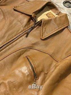 Vintage 1930s Horse Hide Leather Half Belt Jacket 40