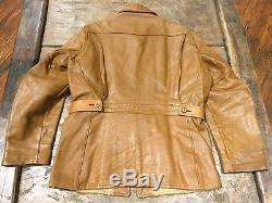 Vintage 1930s Horse Hide Leather Half Belt Jacket 40