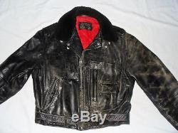 Vintage 1940-50's Leather Horse Hide Leather Motorcycle Jacket-D Pocket-Zippers