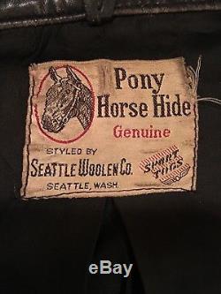 Vintage 1940 Pony Horse Hide Leather Jacket Police