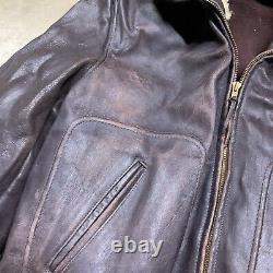 Vintage 1940s Durable Brand Horse Hide Leather Bomber Jacket Talon Zipper