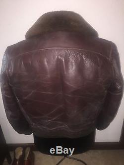 Vintage 1950's-60's shearling horse hide leather jacket med-large
