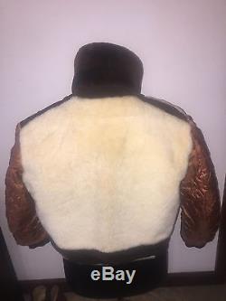 Vintage 1950's-60's shearling horse hide leather jacket med-large
